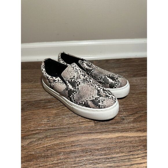 Qupid Sneakers Snake Print Platform Slip On Shoes Royal‎ 02C Sz 8 Beige Brown - Picture 2 of 7